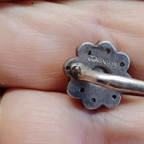 Vintage Monsoon MNSN 925 Sterling Silver & Pearl Flower Cluster Drop Earrings - Picture 5 of 6